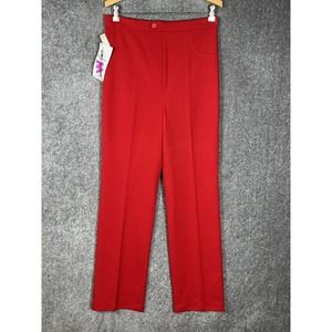 Vintage Wendy Winter Polyester Corded Double Knit Pull On Pants Womens Sz 10 Red